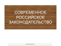 Презентация по обществознанию на тему: Современное российское законодательство. 10класс