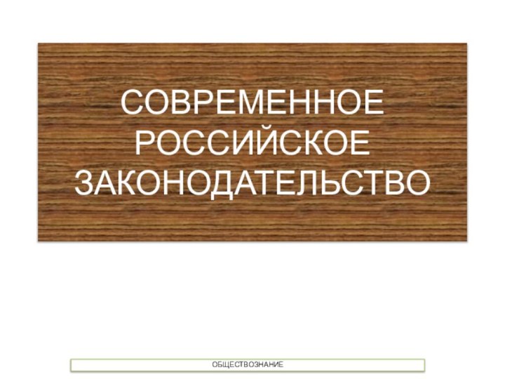 СОВРЕМЕННОЕ РОССИЙСКОЕ ЗАКОНОДАТЕЛЬСТВООБЩЕСТВОЗНАНИЕ