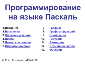 Презентация по разделу Программирование на тему Паскаль