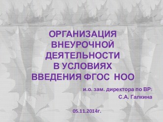 Презентация Организация внеурочной деятельности в условиях введения ФГОС НОО