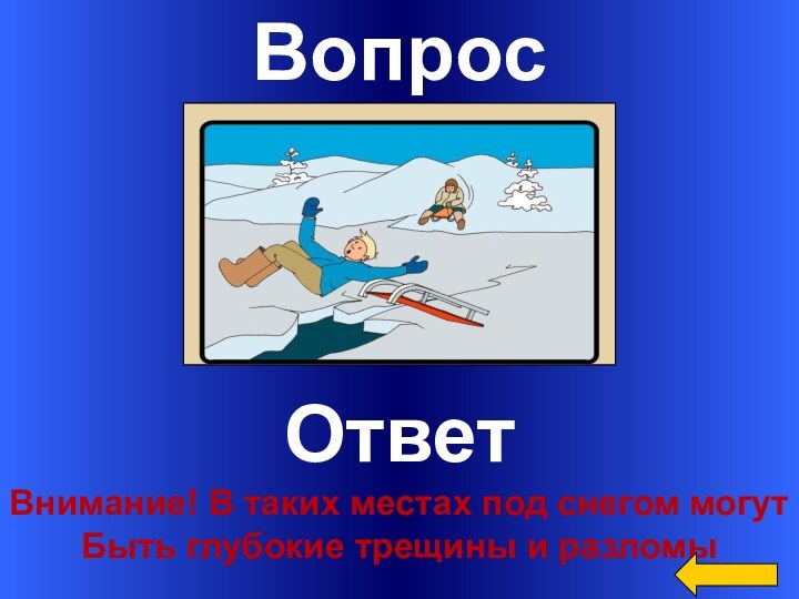 ВопросОтветВнимание! В таких местах под снегом могут Быть глубокие трещины и разломыКатегория5 за 500