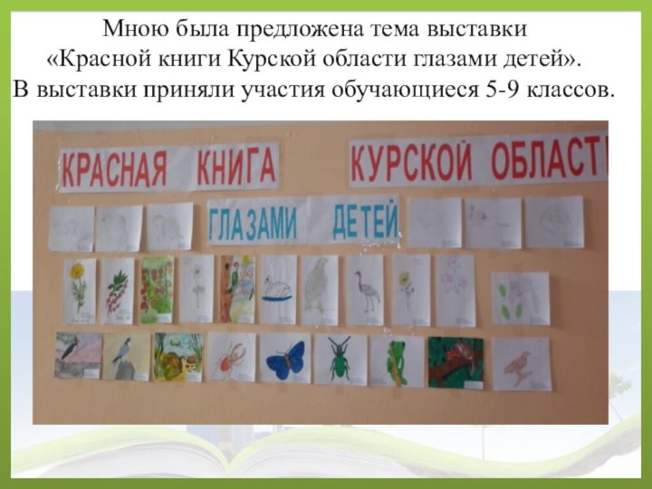 Мною была предложена тема выставки  «Красной книги Курской области глазами детей».