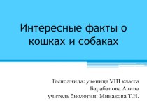 Презентация по биологии Интересные факты о кошках и собаках