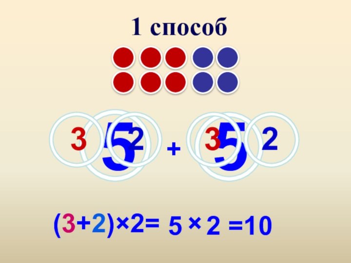1 способ55(3+2)×2=5×2=10+3322