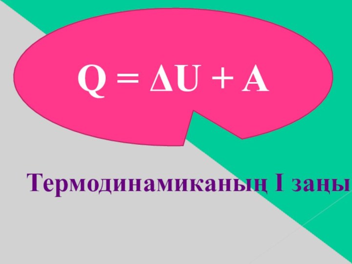 Q = ΔU + AТермодинамиканың І заңы