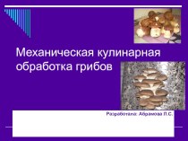 Механическая кулинарная обработка грибов