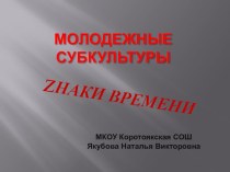 Презентация Молодежные субкультуры. Zнаки времени