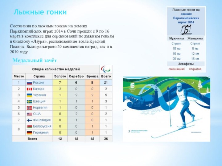 Лыжные гонки Состязания по лыжным гонкам на зимних Паралимпийских играх 2014 в