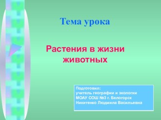 Презентация по биологии 7 класс Растения в жизни животных