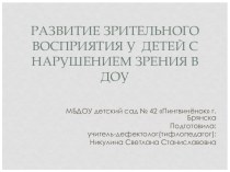 Презентация: Развитие зрительного восприятия у детей с нарушением зрения в ДОУ