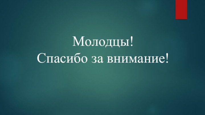 Молодцы!Спасибо за внимание!