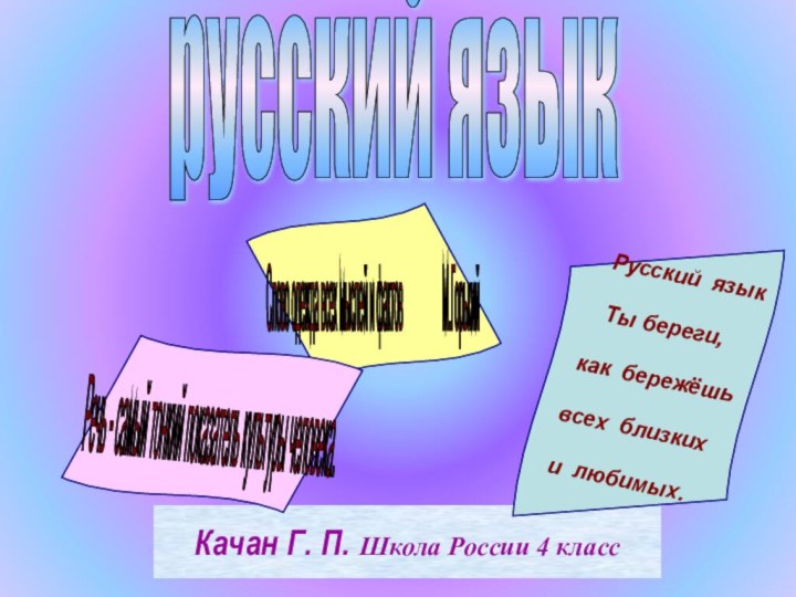 Качан Г. П. Школа России 4 классСлово одежда всех мыслей и фактов