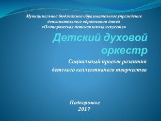 Социальный проект развития детского коллективного музыкального творчества. Детский духовой оркестр