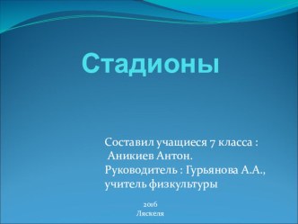 Урок, Презентация Виды стадионов