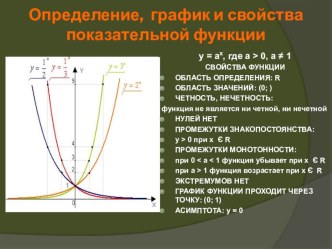 Презентация Портрет показательной функции (алгебра, 11 класс)