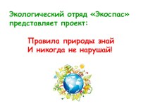 Проектная деятельность. Правила природы знай и никогда не забывай!