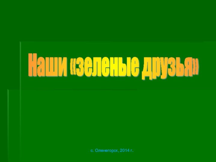 Наши «зеленые друзья» с. Оленегорск, 2014 г.