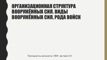 Презентация урока по ОБЖ на тему: Организационная структура Вооружённых сил. Виды вооружённых сил, рода войск (10 класс)