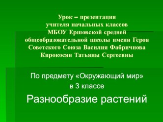 Презентация по окружающему миру на тему Разнообразие растений