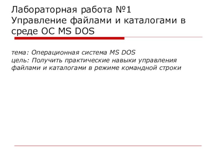 Лабораторная работа №1 Управление файлами и каталогами в среде OС MS DOS