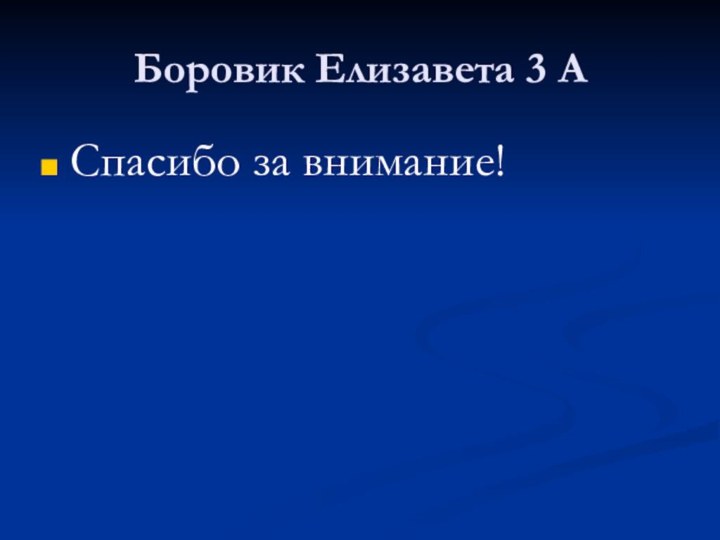 Боровик Елизавета 3 АСпасибо за внимание!