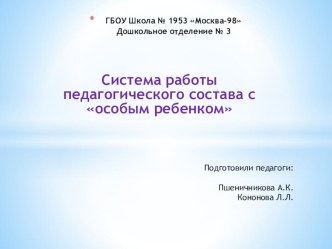 Система работы педагогического состава с особым ребенком