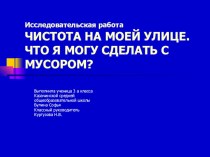 Проект  Чистота на моей улице