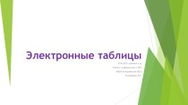 9 класс Презентация по информатике Электронные таблицы