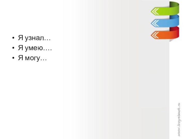 Я узнал…Я умею….Я могу…