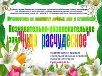 Презентация к внеклассному познавательно-развлекательному занятию по окружающему миру Чудо расчудесное, проведенному в рамках Путешествия по Маршруту добрых дел и отношений