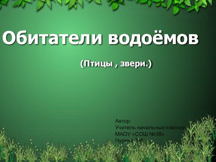 (Птицы , звери.) Обитатели водоёмовАвтор:Учитель начальных классовМАОУ «СОШ №38»Чурина Т.И.