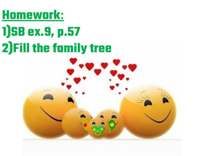 Homework:1)SB ex.9, p.572)Fill the family tree