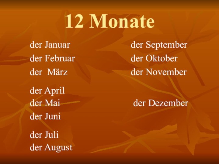 12 Monate     der Januar