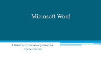 Ознакомительно - обучающая презентация по информатике на тему Основы работы в ms word 2007