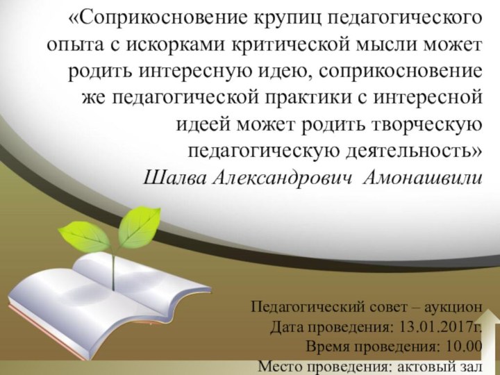 «Соприкосновение крупиц педагогического опыта с искорками критической мысли может родить интересную идею,