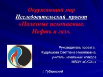 Окружающий мир. Исследовательский проект Полезные ископаемые. Нефть и газ.