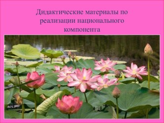 Дидактические материалы по реализации национального компонента