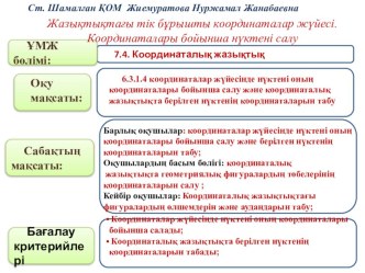 Координаталық жазықтық. 6 сынып