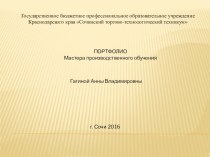 Портфолио мастера производственного обучения Продавец, контролер-кассир