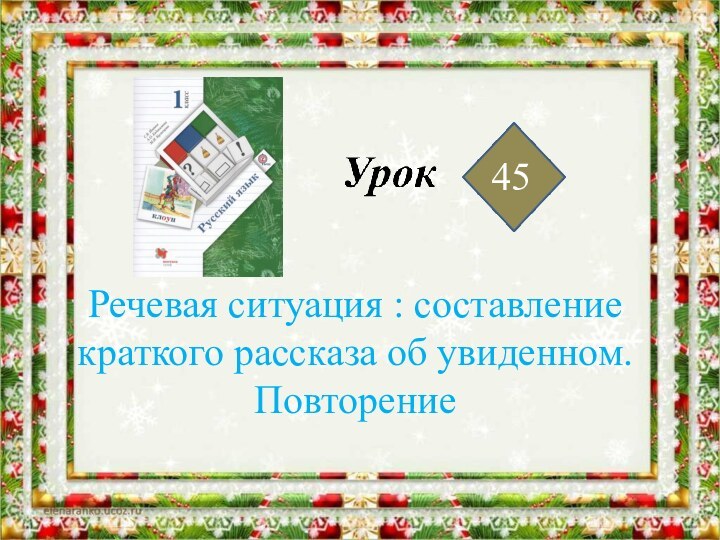 Речевая ситуация : составление краткого рассказа об увиденном. Повторение45