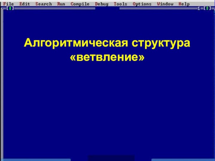 Алгоритмическая структура «ветвление»