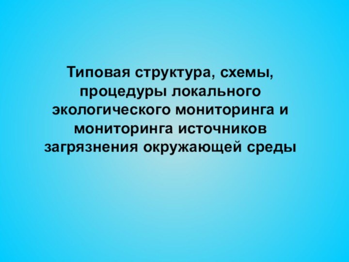 Типовая структура, схемы, процедуры локального экологического мониторинга и мониторинга источников загрязнения окружающей среды