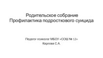 Презентация Профилактика подросткового суицида