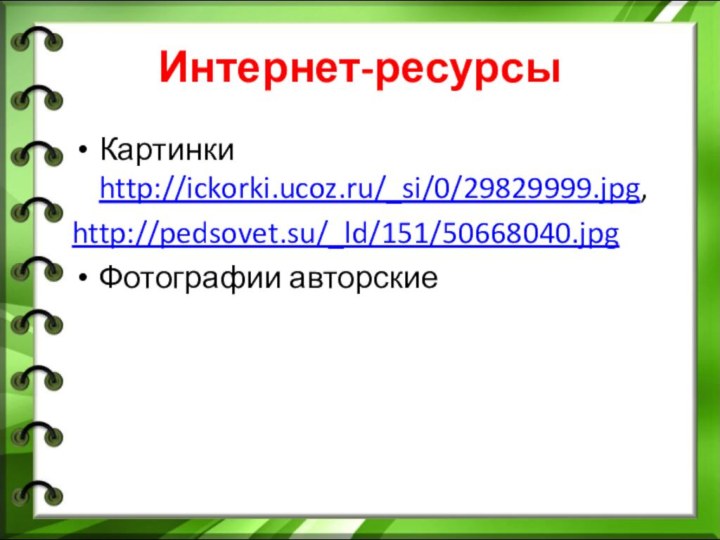 Интернет-ресурсыКартинки http://ickorki.ucoz.ru/_si/0/29829999.jpg,http://pedsovet.su/_ld/151/50668040.jpgФотографии авторские