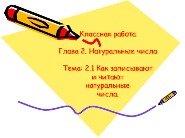 Классная работа  Глава 2. Натуральные числа  Тема: 2.1 Как