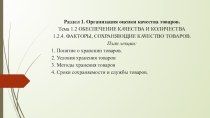 Презентация к лекции на тему ФАКТОРЫ, СОХРАНЯЮЩИЕ КАЧЕСТВО ТОВАРОВ.