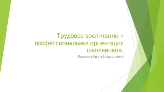 Трудовое воспитание и профессиональная ориентация школьников.