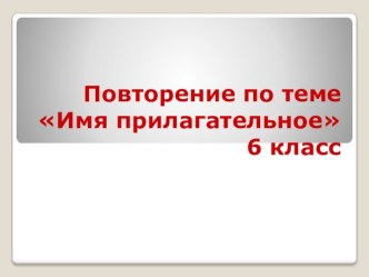 Повторение в 6 классе по теме: Имя прилагательное