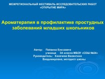 Презентация исследовательской работы на тему Ароматерапия в профилактике простудных заболеваний младших школьников