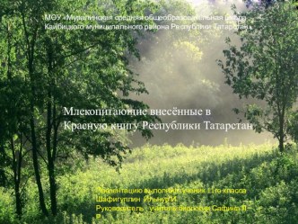 Презентация Мликопитающиеся вошедшие в Красную книгу Татарстана